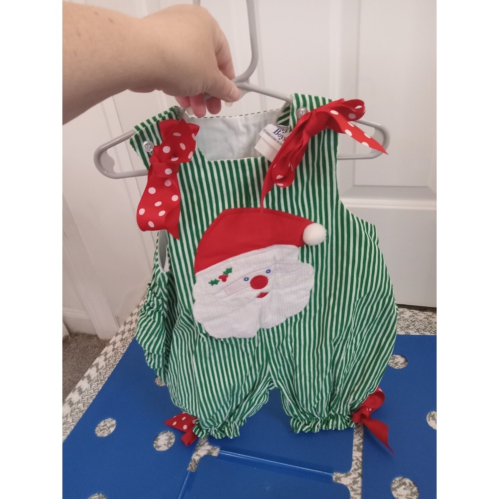 Bailey Boys Vintage Infant Romper Santa 12 Month Ruffle In Back Christmas